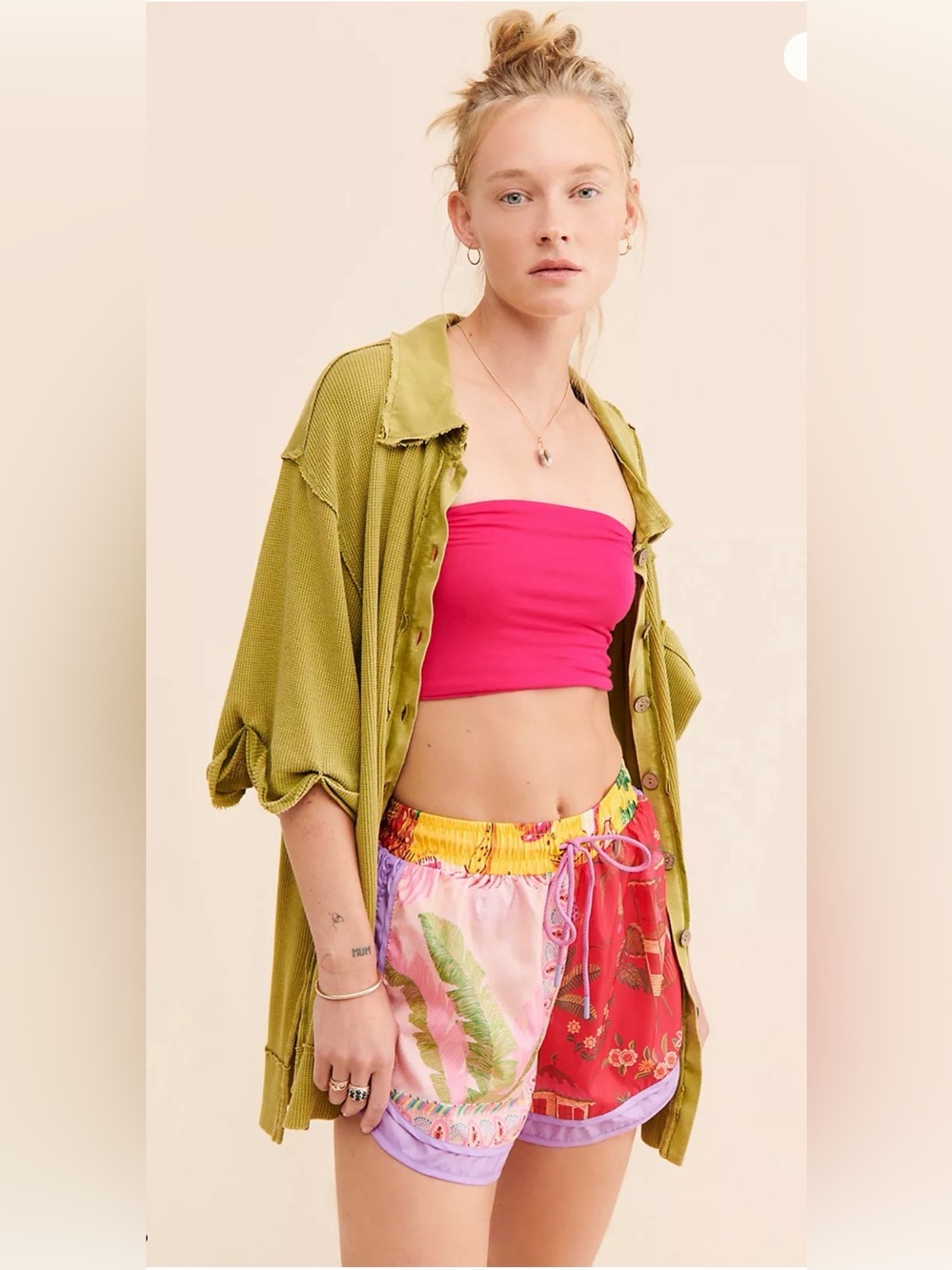 FARM Rio Mixed Scarves Shorts Size Large